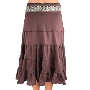 Vintage Dimri Purple Ruffle Tiered Rhinestone Peasant Boho Midi A-Line Skirt M